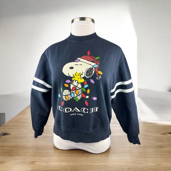 Coach Sweaters - Coach X Peanuts Snoopy Lights Crewneck Oversized Sweatshirt Navy Blue Women's XS